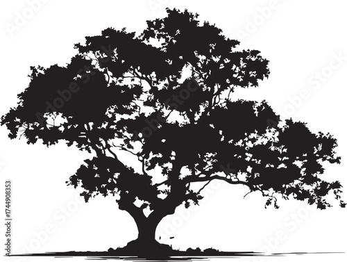 Impressive Giant Mangrove With Tangled Roots Vector Illustration