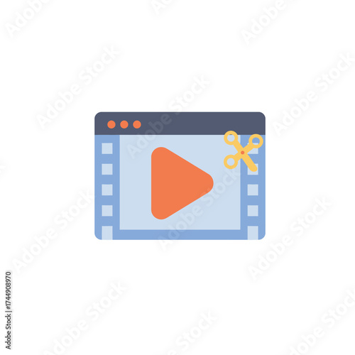 Simple Flat Style Movie Editing Interface with Play Button Icon