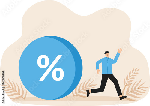 Inflation or interest rate causing economic recession, tax or loan payment trouble, stock market and crypto currency crisis concept
