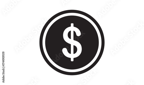 Dollar coin isolated on white background, money concept