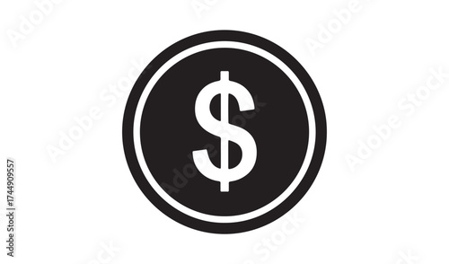 Dollar coin isolated on white background for financial use