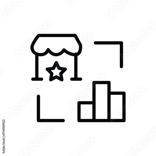 Online shopping e-commerce statistics black line icon design