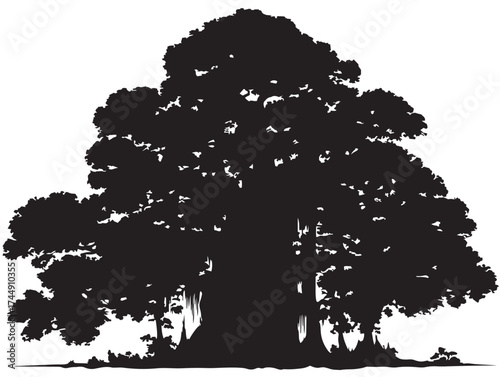 Mysterious Haunted Cypress Tree With Ghostly Aesthetic Vector