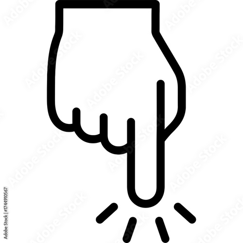 Tapping finger with motion lines outline icon vector