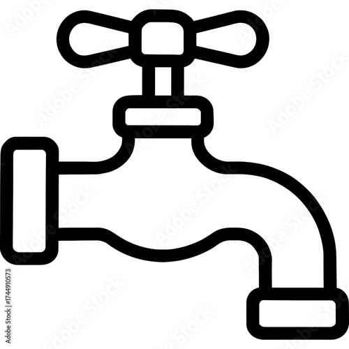 Water tap outline icon vector