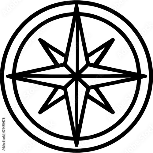 Compass rose outline icon vector