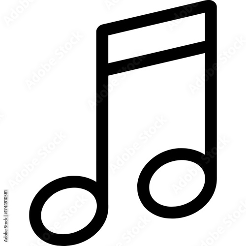 Eighth note outline icon vector