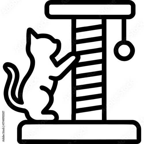 Scratching post cat outline icon vector