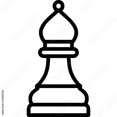 Chess bishop piece outline icon vector