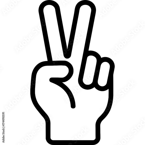 Finger counting two outline icon vector