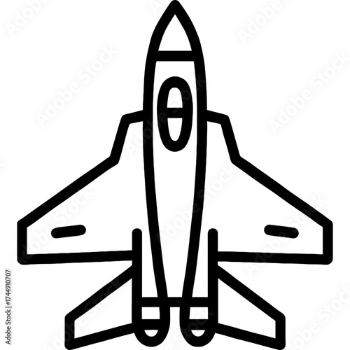 Fighter jet military outline icon vector