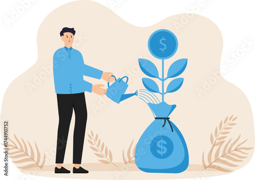 Investment growth and growing money to earn profit from savings, increase wealth from stock market or trading, mutual fund or assets concept
