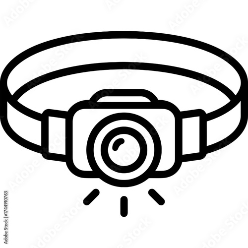 Headlamp camping outline icon vector