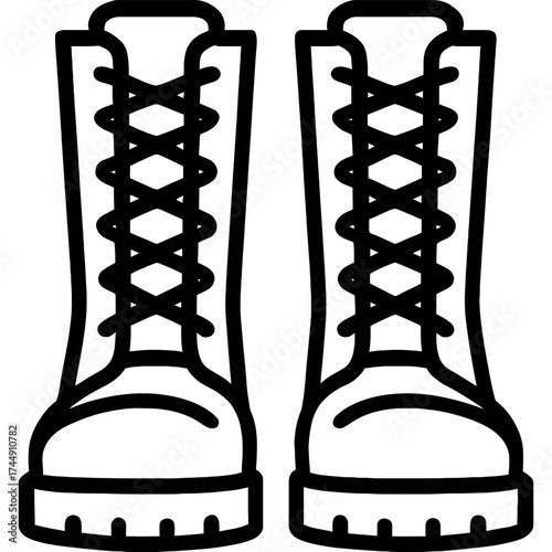 Combat boots military outline icon vector