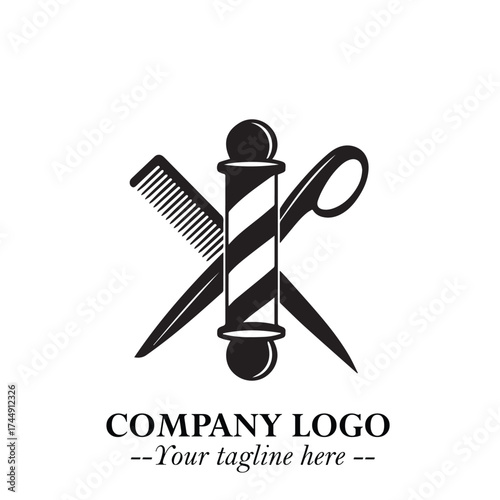 Black and White Barbershop Logo in Classic Vintage Vector Design for Modern Grooming and Style