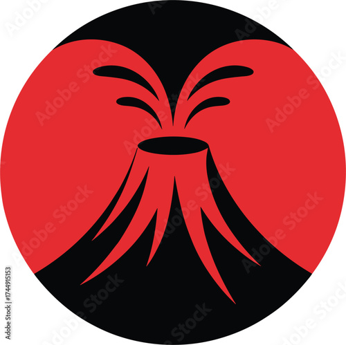 Volcano Eruption Graphic Black Red Lava Magma Danger