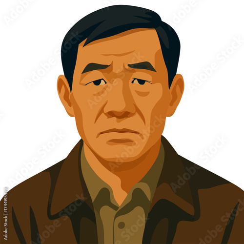 Portrait of a Tired and Stressed Middle-Aged Asian Man