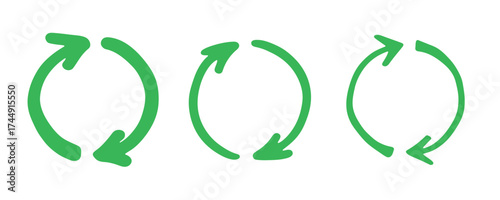 Set of hand drawn recycle arrow icon Recycling resources symbol Reuse of materials, zero waste, green environment, saving the planet