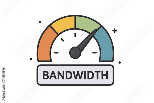 Colorful bandwidth gauge illustration with speedometer design