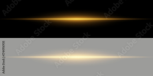 Bright horizontal beam of light on black background. Glowing laser effect creating futuristic and sci-fi aesthetics.
Suitable for technology, energy, speed and digital design themes.
