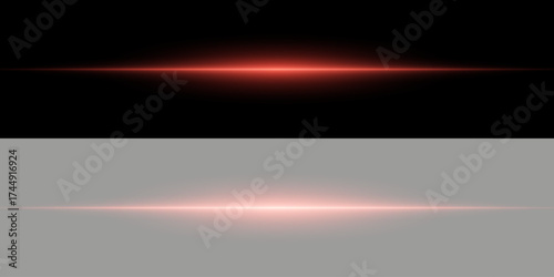 Bright horizontal beam of light on black background. Glowing laser effect creating futuristic and sci-fi aesthetics.
Suitable for technology, energy, speed and digital design themes.
