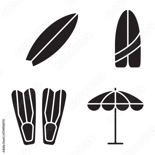 Beach summer minimal icons