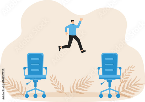 Job hopping and change many jobs in short time, move to new better career or position concept
