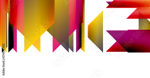 Abstract geometric design. Vibrant colors blend, creating dynamic shapes. Gradient transitions dominate composition. Modern aesthetic.