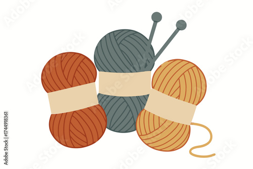 Colorful yarn balls with knitting needles for crafting and diy projects