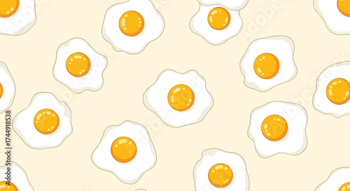 A cute seamless pattern of delicious fried eggs.