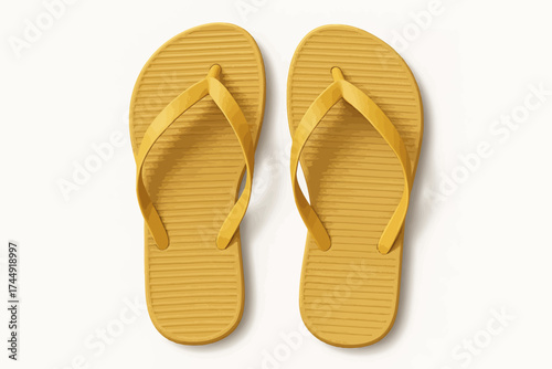 Yellow flip-flops for summer beachwear on white background