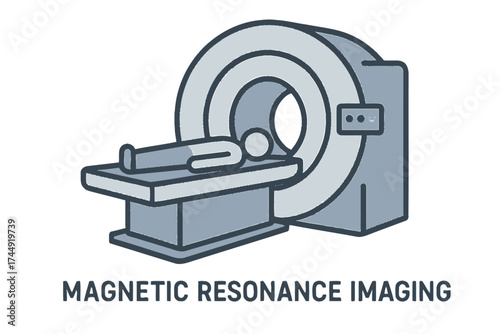 Mri scan illustration featuring patient inside magnetic resonance imaging machine