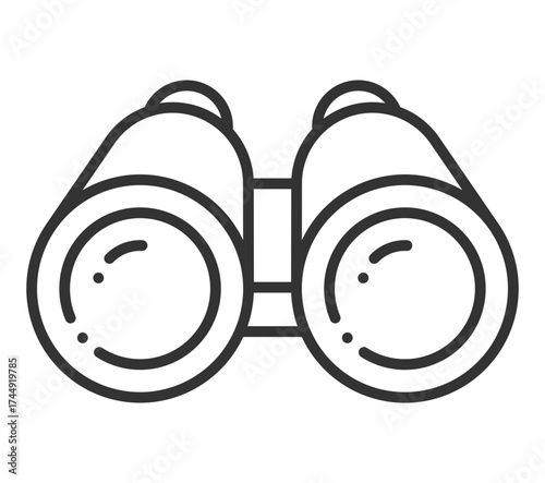 Black and white binoculars icon with simple design