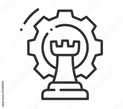 Chess piece with gear represents strategy and innovation