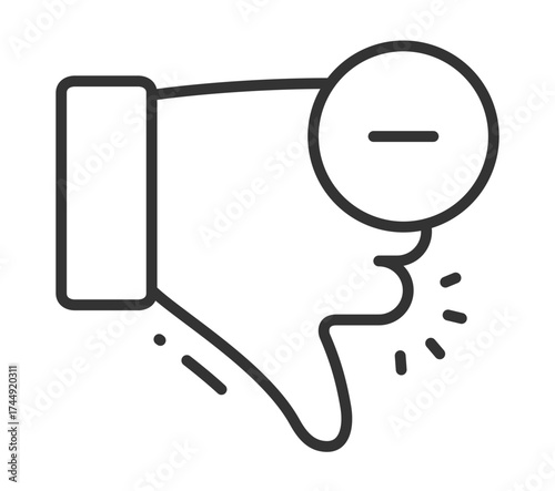 Outline of a downturned thumb in gesture symbolizing disapproval