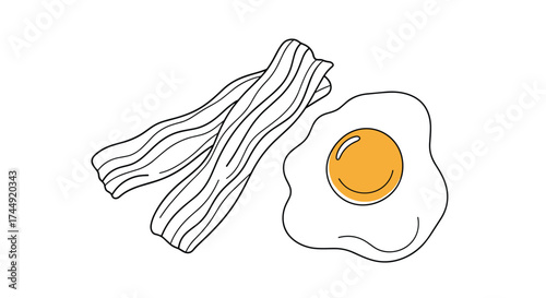 A delicious breakfast of crispy bacon and a fried egg.