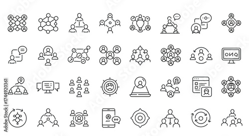 Network and communication icons representing interconnectedness and collaboration