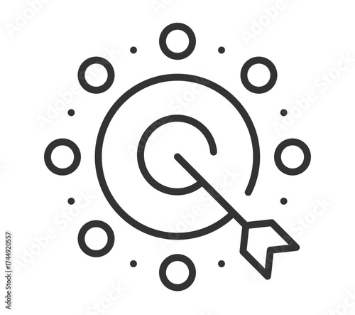 Target with arrow in center surrounded by circles abstract illustration
