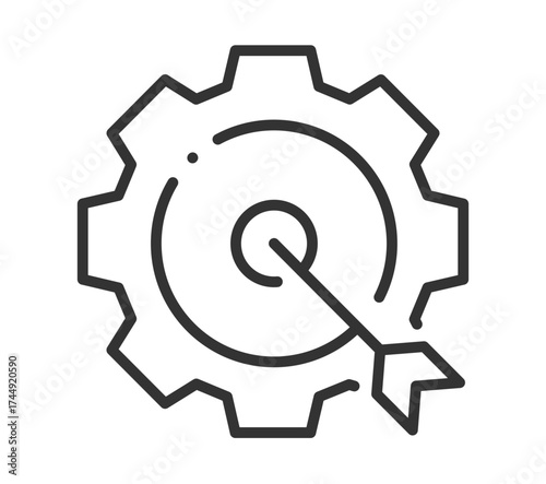 Gear with arrow symbolizing process optimization and progress