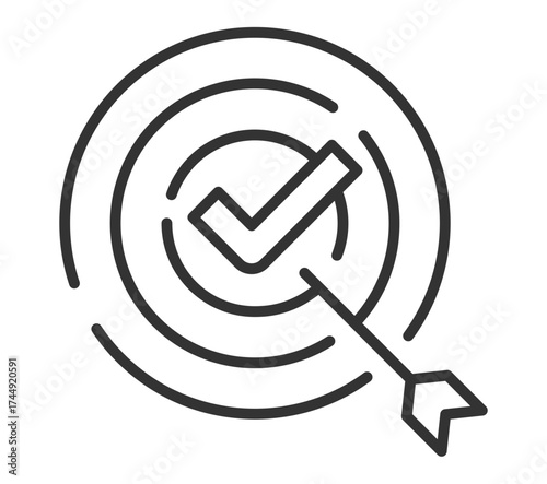 Target with check mark and arrow symbolizing accuracy and success
