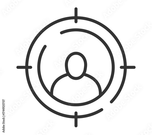 Outline of a person in crosshairs icon