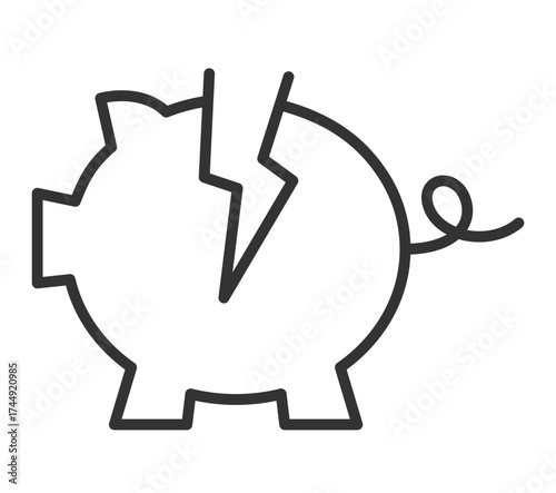 Minimalistic outline of piggy bank with arrow symbolizing savings and investments