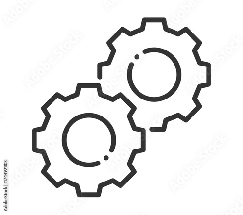 Outlined gears icon representing mechanical engineering and industrial processes