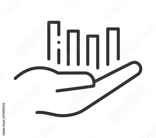 Hand holding rising bar graph icon representing business growth and financial success