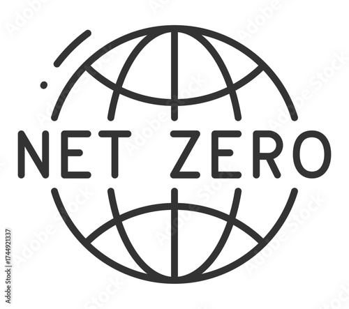 Net zero emissions concept with globe icon for sustainability goals