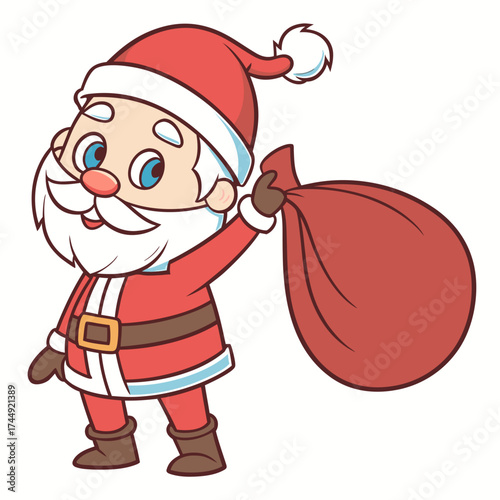 cartoon santa claus. claus with a bag. Santa Claus with gift bags. santa claus with gifts. Christmas silhouette, santa Claus vector. Santa Claus with gift vector.