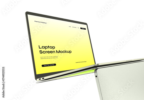 Isolated Floating Laptop Mockup PSD Template