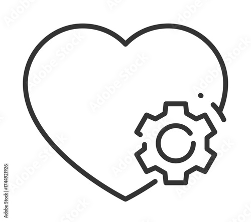 Heart icon with gear symbolizing health and technology integration