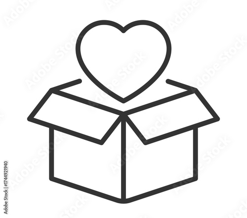 Heart in open box symbolizing donation, charity, and support
