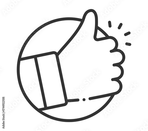 Thumbs up hand gesture icon with outline and highlighted details